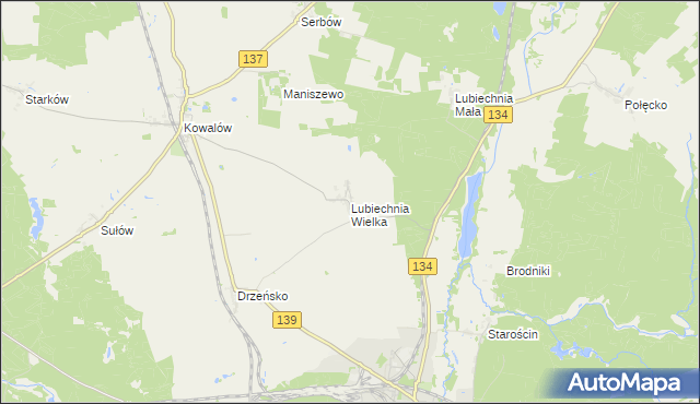 mapa Lubiechnia Wielka, Lubiechnia Wielka na mapie Targeo