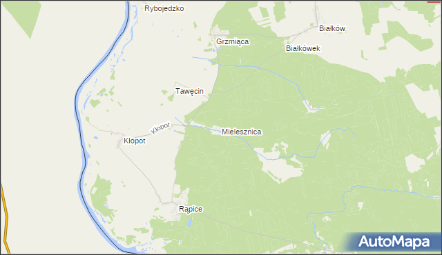 mapa Mielesznica, Mielesznica na mapie Targeo