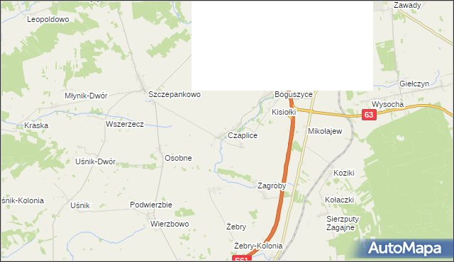 mapa Czaplice gmina Łomża, Czaplice gmina Łomża na mapie Targeo