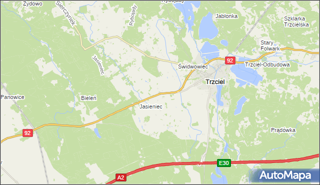 mapa Trzciel powiat międzyrzecki, Trzciel powiat międzyrzecki na mapie Targeo