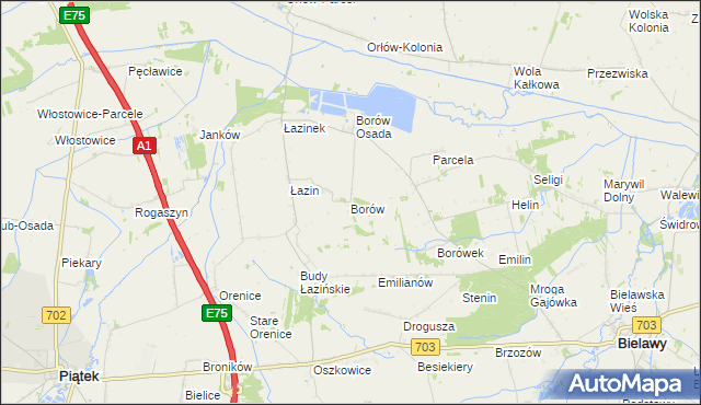 mapa Borów gmina Bielawy, Borów gmina Bielawy na mapie Targeo