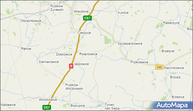 mapa Budziszów gmina Kobierzyce, Budziszów gmina Kobierzyce na mapie Targeo