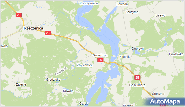 mapa Gwieździn, Gwieździn na mapie Targeo