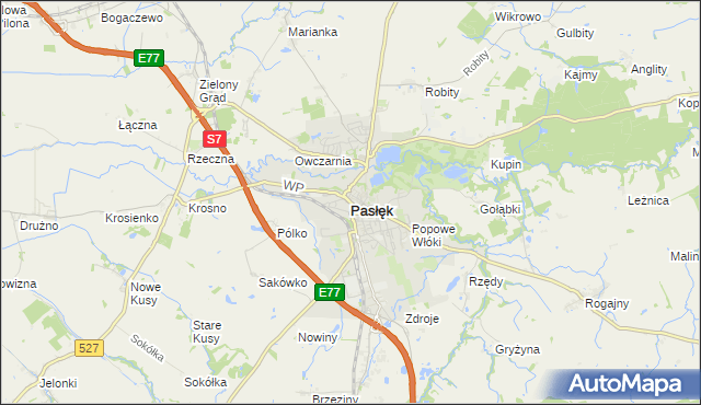 mapa Pasłęk, Pasłęk na mapie Targeo