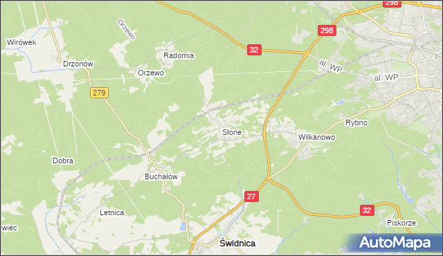 mapa Słone gmina Świdnica, Słone gmina Świdnica na mapie Targeo