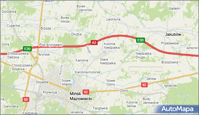 mapa Stara Niedziałka, Stara Niedziałka na mapie Targeo