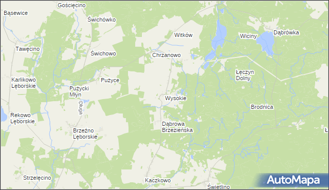 mapa Wysokie gmina Łęczyce, Wysokie gmina Łęczyce na mapie Targeo