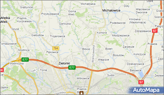 mapa Bibice, Bibice na mapie Targeo