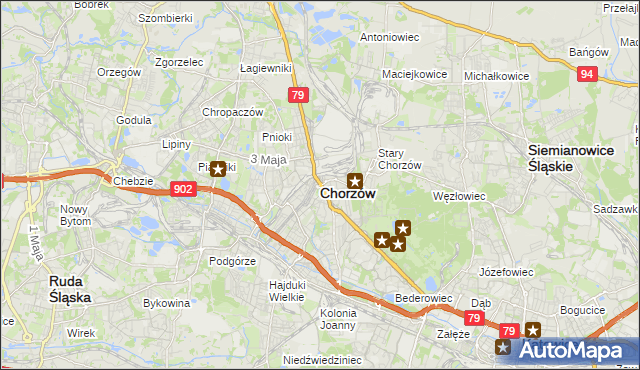mapa Chorzów, Chorzów na mapie Targeo