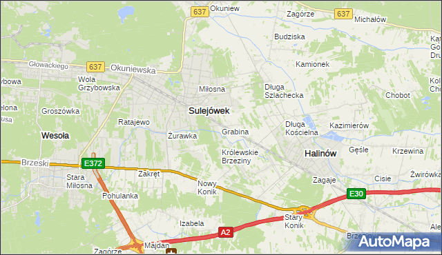 mapa Grabina gmina Halinów, Grabina gmina Halinów na mapie Targeo