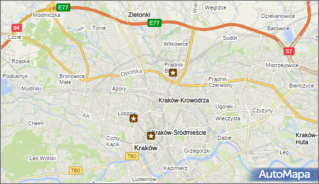 mapa Krowodrza, Krowodrza na mapie Targeo