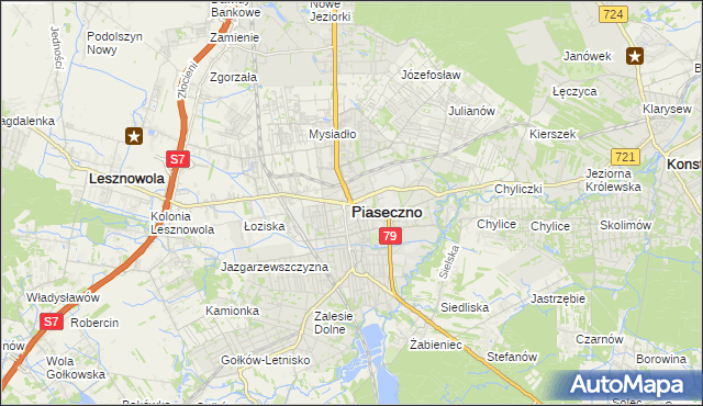 mapa Piaseczno, Piaseczno na mapie Targeo