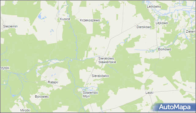 mapa Sierakowo Sławieńskie, Sierakowo Sławieńskie na mapie Targeo