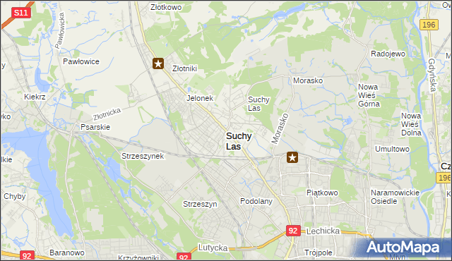mapa Suchy Las powiat poznański, Suchy Las powiat poznański na mapie Targeo