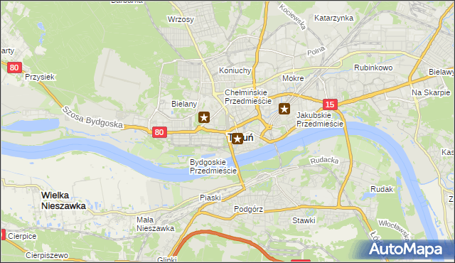 mapa Torunia, Toruń na mapie Targeo