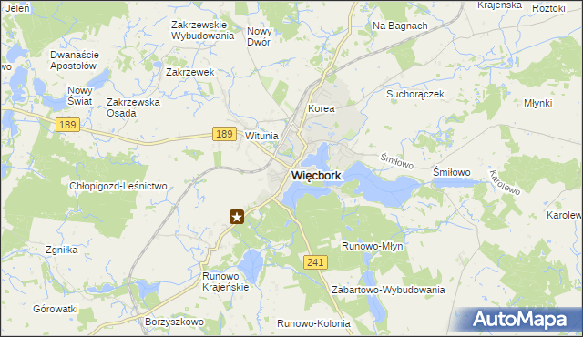 mapa Więcbork, Więcbork na mapie Targeo