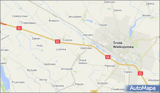 mapa Żabikowo, Żabikowo na mapie Targeo