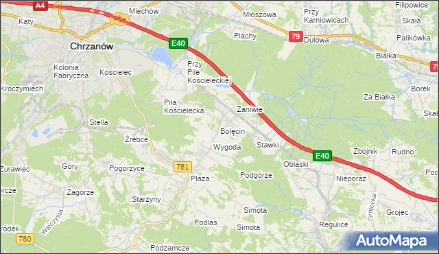 mapa Bolęcin gmina Trzebinia, Bolęcin gmina Trzebinia na mapie Targeo