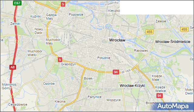 mapa Południe, Południe na mapie Targeo