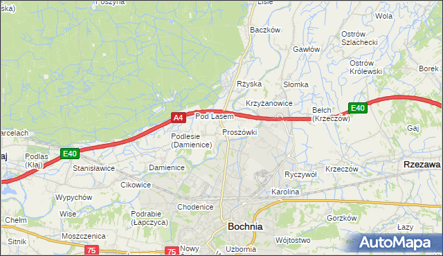 mapa Proszówki, Proszówki na mapie Targeo