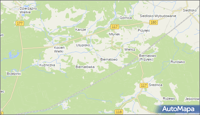 mapa Biernatowo, Biernatowo na mapie Targeo