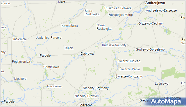 mapa Budziszewo gmina Zaręby Kościelne, Budziszewo gmina Zaręby Kościelne na mapie Targeo