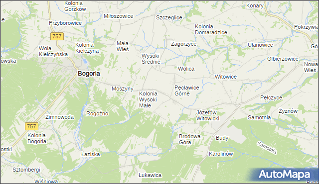 mapa Kolonia Pęcławice, Kolonia Pęcławice na mapie Targeo