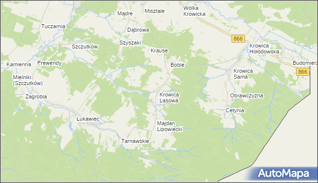 mapa Krowica Lasowa, Krowica Lasowa na mapie Targeo