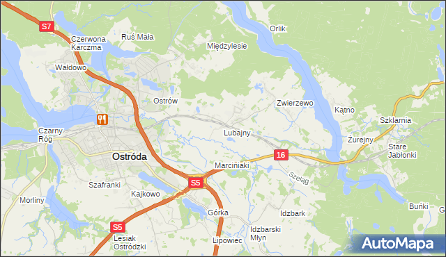 mapa Lubajny, Lubajny na mapie Targeo