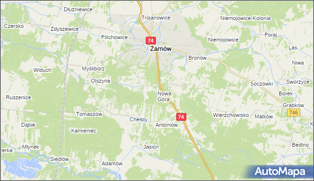 mapa Nowa Góra gmina Żarnów, Nowa Góra gmina Żarnów na mapie Targeo