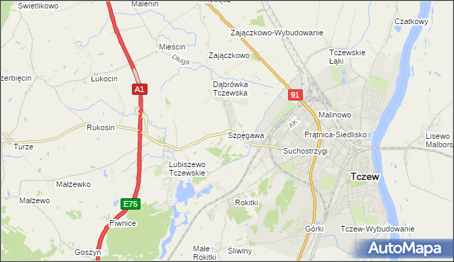 mapa Szpęgawa, Szpęgawa na mapie Targeo