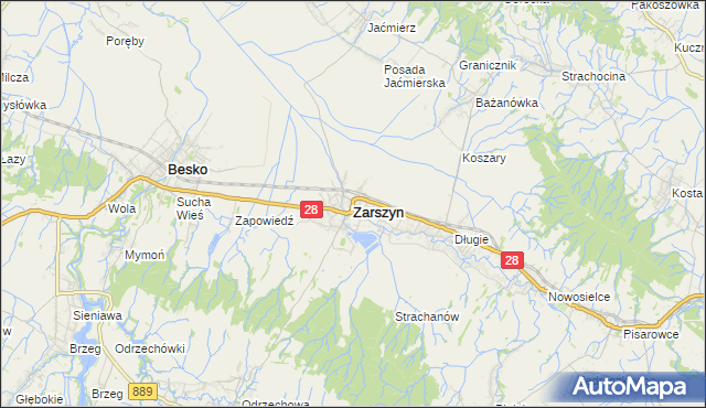 mapa Zarszyn, Zarszyn na mapie Targeo