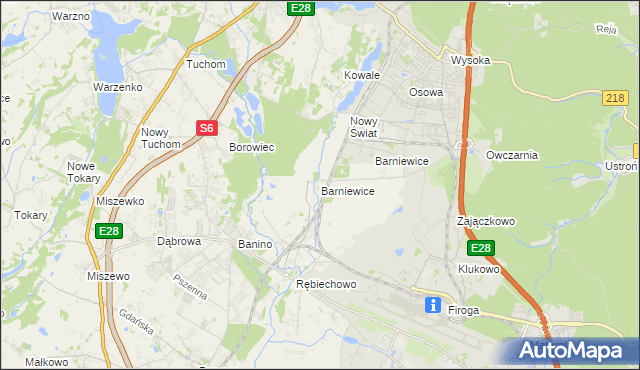 mapa Barniewice, Barniewice na mapie Targeo