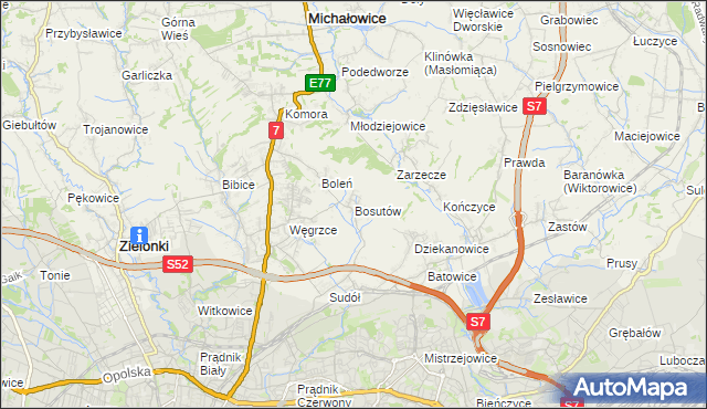 mapa Bosutów, Bosutów na mapie Targeo