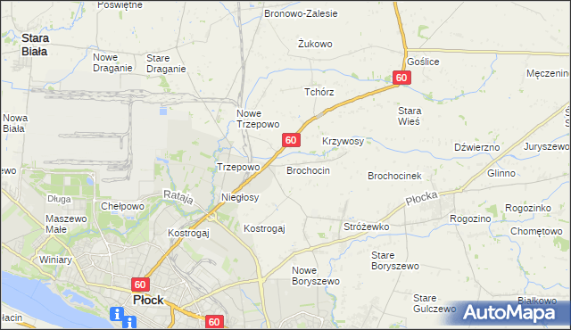 mapa Brochocin gmina Radzanowo, Brochocin gmina Radzanowo na mapie Targeo