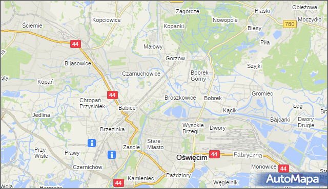 mapa Broszkowice, Broszkowice na mapie Targeo