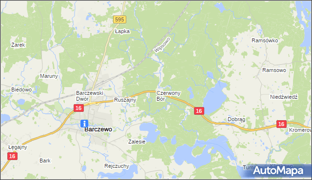 mapa Czerwony Bór gmina Barczewo, Czerwony Bór gmina Barczewo na mapie Targeo