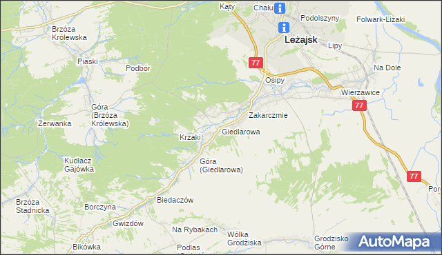 mapa Giedlarowa, Giedlarowa na mapie Targeo