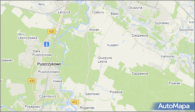 mapa Głuszyna Leśna, Głuszyna Leśna na mapie Targeo