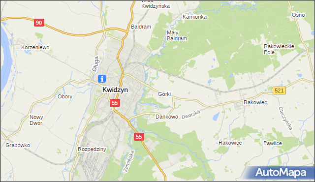 mapa Górki gmina Kwidzyn, Górki gmina Kwidzyn na mapie Targeo