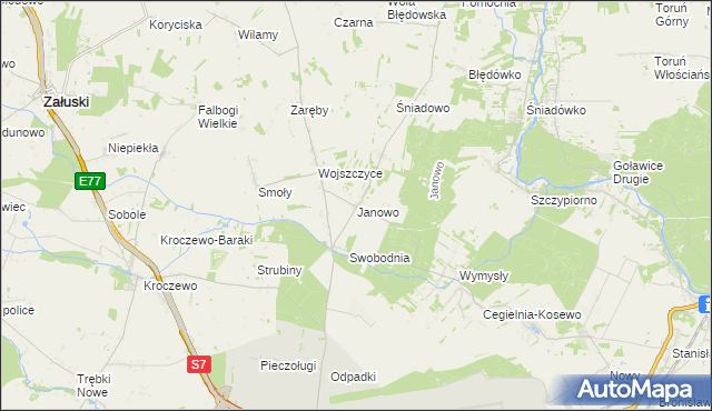 mapa Janowo gmina Zakroczym, Janowo gmina Zakroczym na mapie Targeo