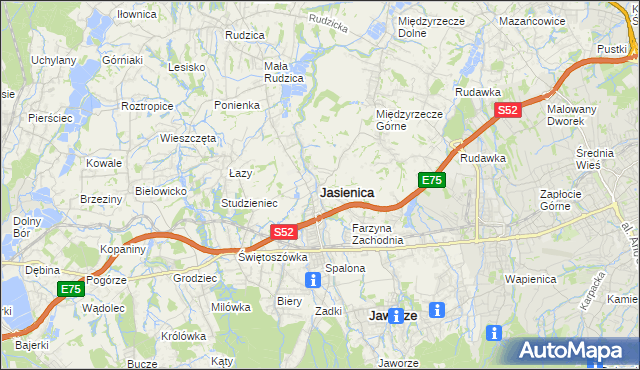 mapa Jasienica powiat bielski, Jasienica powiat bielski na mapie Targeo