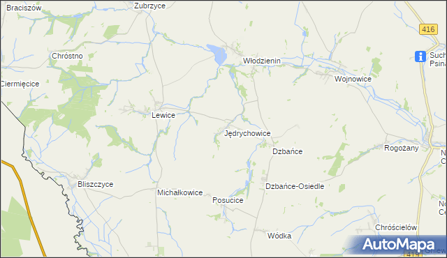 mapa Jędrychowice, Jędrychowice na mapie Targeo