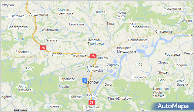 mapa Jurków gmina Czchów, Jurków gmina Czchów na mapie Targeo