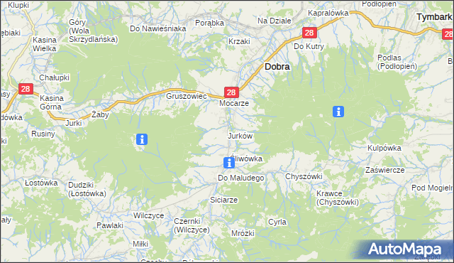 mapa Jurków gmina Dobra, Jurków gmina Dobra na mapie Targeo