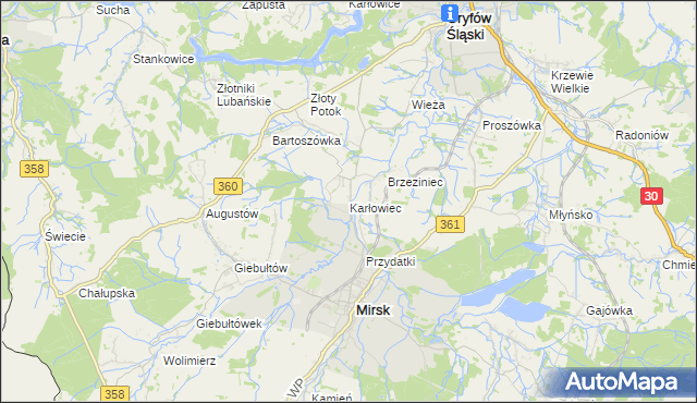 mapa Karłowiec, Karłowiec na mapie Targeo