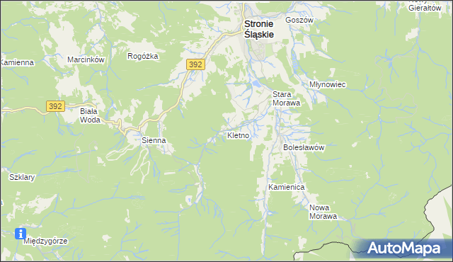 mapa Kletno, Kletno na mapie Targeo