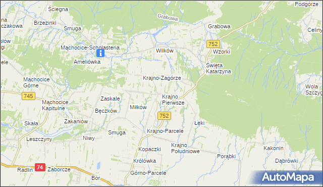 mapa Krajno Pierwsze, Krajno Pierwsze na mapie Targeo