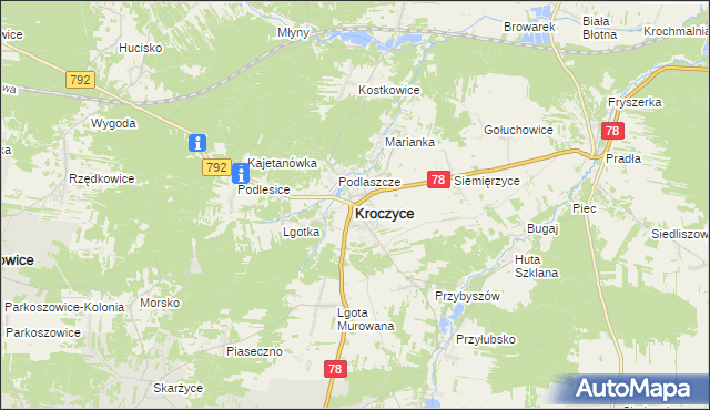 mapa Kroczyce, Kroczyce na mapie Targeo