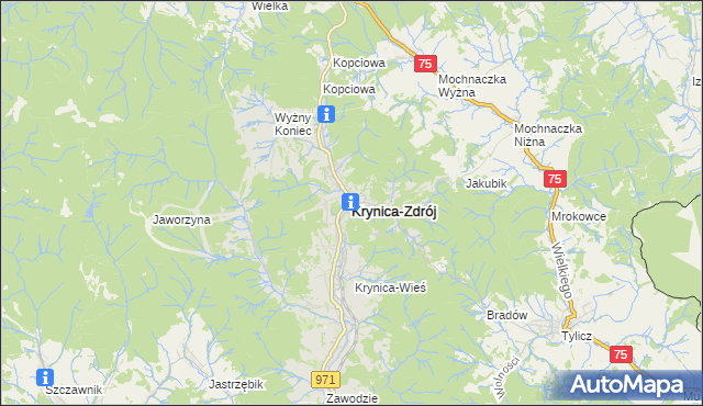 mapa Krynica-Zdrój, Krynica-Zdrój na mapie Targeo